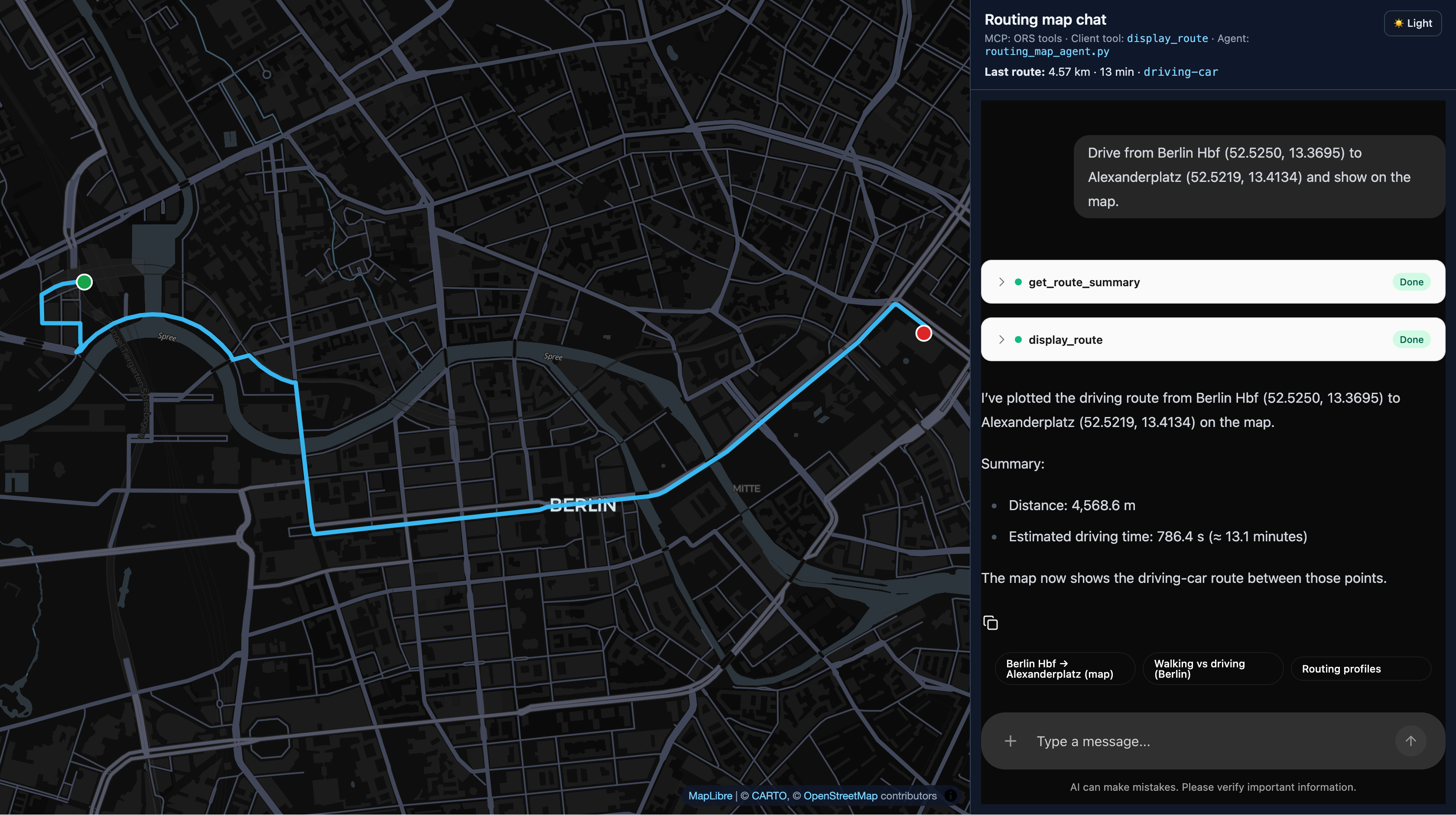 Routing map chat application